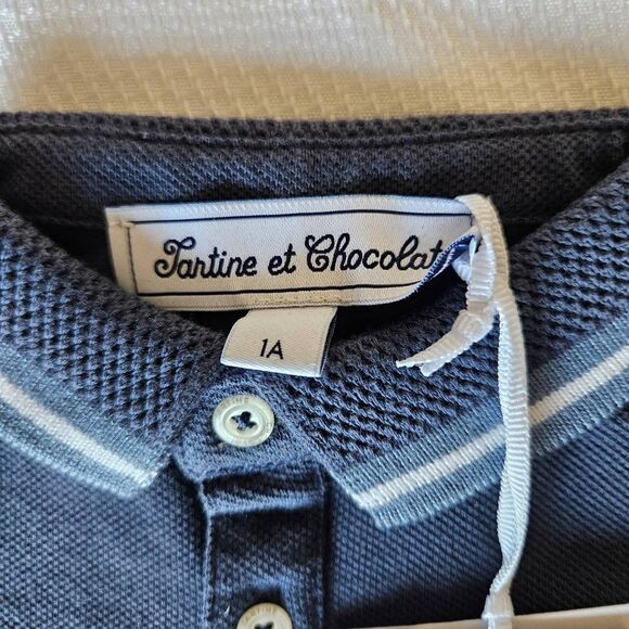 Tartine et Chocolat Baby Tresors de L Ocean Navy Polo Size 1 Month - Picture 2 of 5